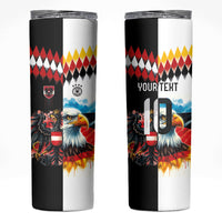 Custom Austria and Germany National Football Skinny Tumbler Split Half Diamond Argyle with Eagles Watercolor Paint Splash Art