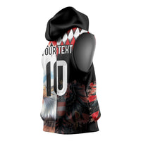 Custom Austria and Germany National Football Sleeveless Hoodie Split Half Diamond Argyle with Eagles Watercolor Paint Splash Art
