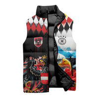 Custom Austria and Germany National Football Sleeveless Puffer Jacket Split Half Diamond Argyle with Eagles Watercolor Paint Splash Art