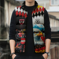 Custom Austria and Germany National Football Sleeveless Puffer Jacket Split Half Diamond Argyle with Eagles Watercolor Paint Splash Art