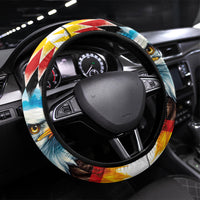 Austria and Germany National Football Steering Wheel Cover Split Half Diamond Argyle with Eagles Watercolor Paint Splash Art