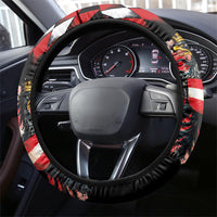 Austria and Germany National Football Steering Wheel Cover Split Half Diamond Argyle with Eagles Watercolor Paint Splash Art