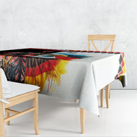 Austria and Germany National Football Tablecloth Split Half Diamond Argyle with Eagles Watercolor Paint Splash Art