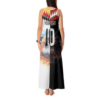 Custom Austria and Germany National Football Tank Maxi Dress Split Half Diamond Argyle with Eagles Watercolor Paint Splash Art