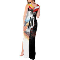 Custom Austria and Germany National Football Tank Maxi Dress Split Half Diamond Argyle with Eagles Watercolor Paint Splash Art