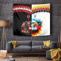 Austria and Germany National Football Tapestry Split Half Diamond Argyle with Eagles Watercolor Paint Splash Art