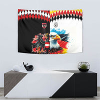 Austria and Germany National Football Tapestry Split Half Diamond Argyle with Eagles Watercolor Paint Splash Art
