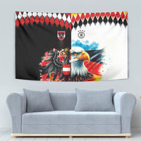 Austria and Germany National Football Tapestry Split Half Diamond Argyle with Eagles Watercolor Paint Splash Art