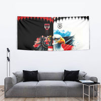 Austria and Germany National Football Tapestry Split Half Diamond Argyle with Eagles Watercolor Paint Splash Art