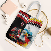Austria and Germany National Football Tote Bag Split Half Diamond Argyle with Eagles Watercolor Paint Splash Art