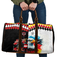 Austria and Germany National Football Travel Bag Split Half Diamond Argyle with Eagles Watercolor Paint Splash Art