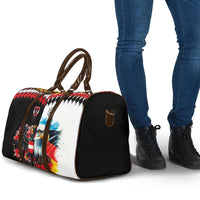 Austria and Germany National Football Travel Bag Split Half Diamond Argyle with Eagles Watercolor Paint Splash Art