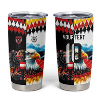 Custom Austria and Germany National Football Tumbler Cup Split Half Diamond Argyle with Eagles Watercolor Paint Splash Art