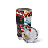 Custom Austria and Germany National Football Tumbler Cup Split Half Diamond Argyle with Eagles Watercolor Paint Splash Art