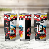 Custom Austria and Germany National Football Tumbler Cup Split Half Diamond Argyle with Eagles Watercolor Paint Splash Art
