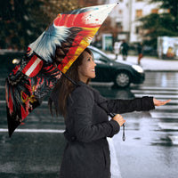 Austria and Germany National Football Umbrella Split Half Diamond Argyle with Eagles Watercolor Paint Splash Art