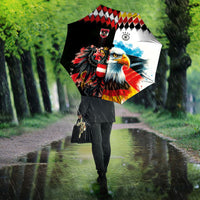 Austria and Germany National Football Umbrella Split Half Diamond Argyle with Eagles Watercolor Paint Splash Art