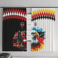 Austria and Germany National Football Window Curtain Split Half Diamond Argyle with Eagles Watercolor Paint Splash Art