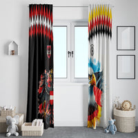 Austria and Germany National Football Window Curtain Split Half Diamond Argyle with Eagles Watercolor Paint Splash Art