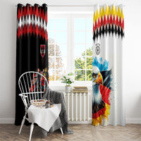 Austria and Germany National Football Window Curtain Split Half Diamond Argyle with Eagles Watercolor Paint Splash Art