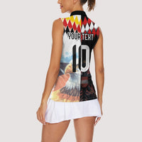 Custom Austria and Germany National Football Women Sleeveless Polo Shirt Split Half Diamond Argyle with Eagles Watercolor Paint Splash Art