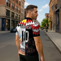 Custom Austria and Germany National Football Zipper Polo Shirt Split Half Diamond Argyle with Eagles Watercolor Paint Splash Art