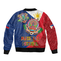 Philippines MassKara Bomber Jacket Filipino Carnival Mask and Polynesian Pattern - Wonder Print Shop