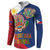 Philippines MassKara Button Sweatshirt Filipino Carnival Mask and Polynesian Pattern - Wonder Print Shop