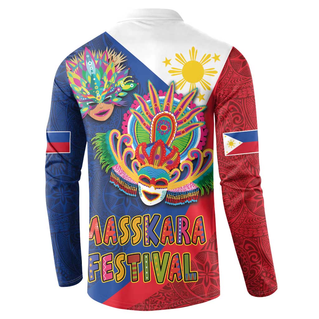 Philippines MassKara Button Sweatshirt Filipino Carnival Mask and Polynesian Pattern - Wonder Print Shop