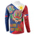 Philippines MassKara Button Sweatshirt Filipino Carnival Mask and Polynesian Pattern - Wonder Print Shop