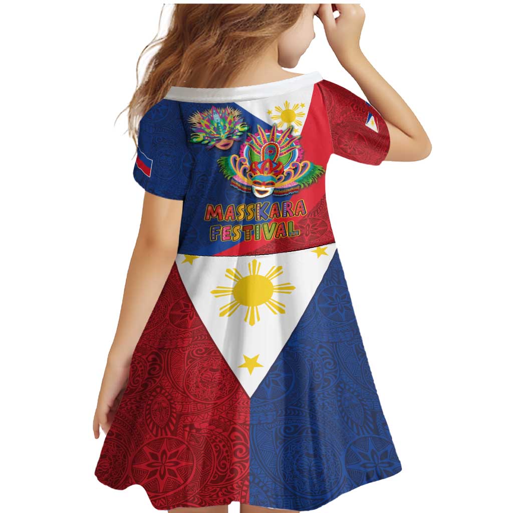 Philippines MassKara Family Matching Mermaid Dress and Hawaiian Shirt Filipino Carnival Mask and Polynesian Pattern - Wonder Print Shop