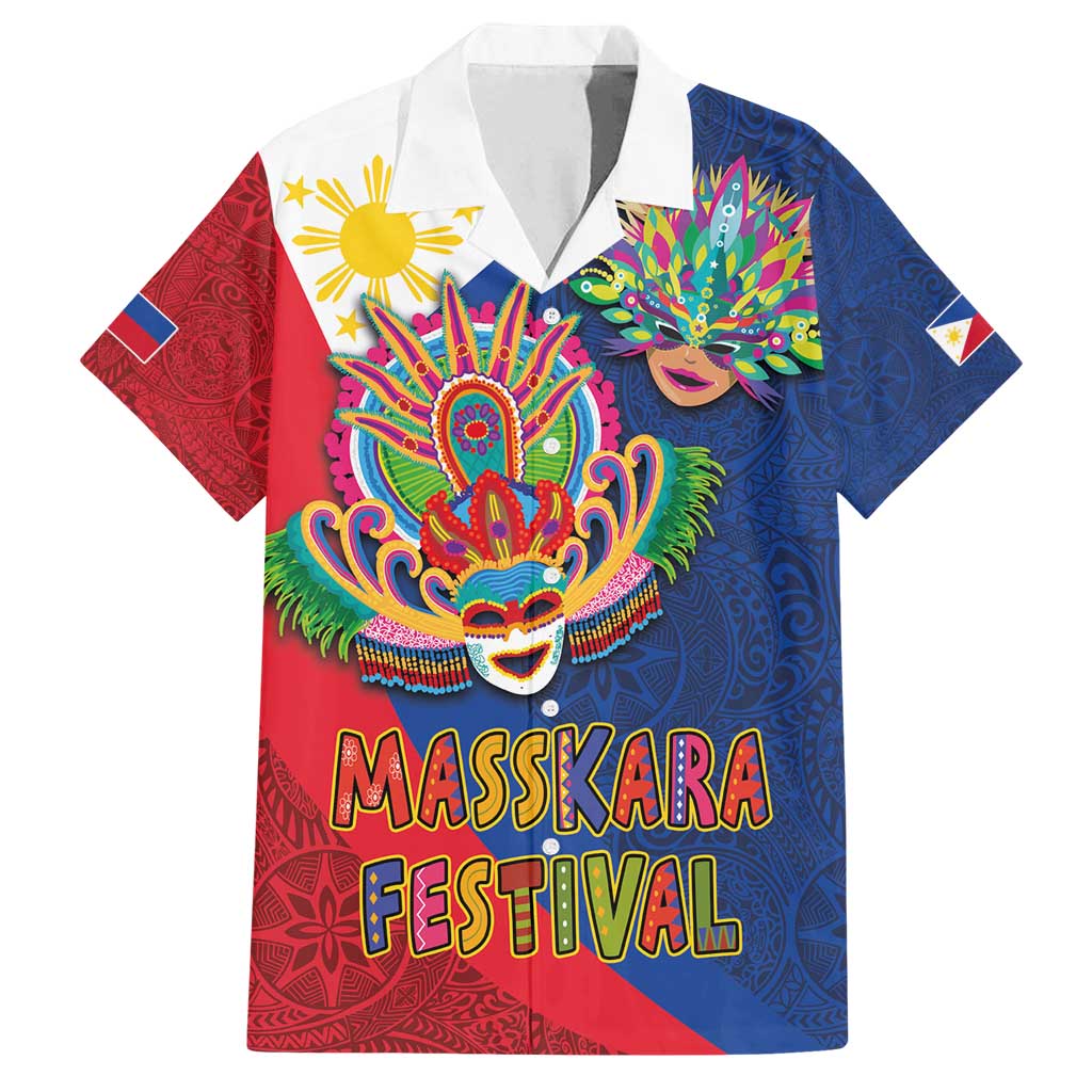 Philippines MassKara Family Matching Summer Maxi Dress and Hawaiian Shirt Filipino Carnival Mask and Polynesian Pattern - Wonder Print Shop