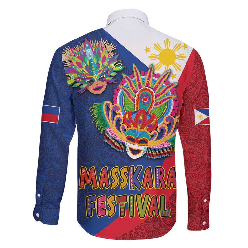 Philippines MassKara Family Matching Tank Maxi Dress and Hawaiian Shirt Filipino Carnival Mask and Polynesian Pattern - Wonder Print Shop