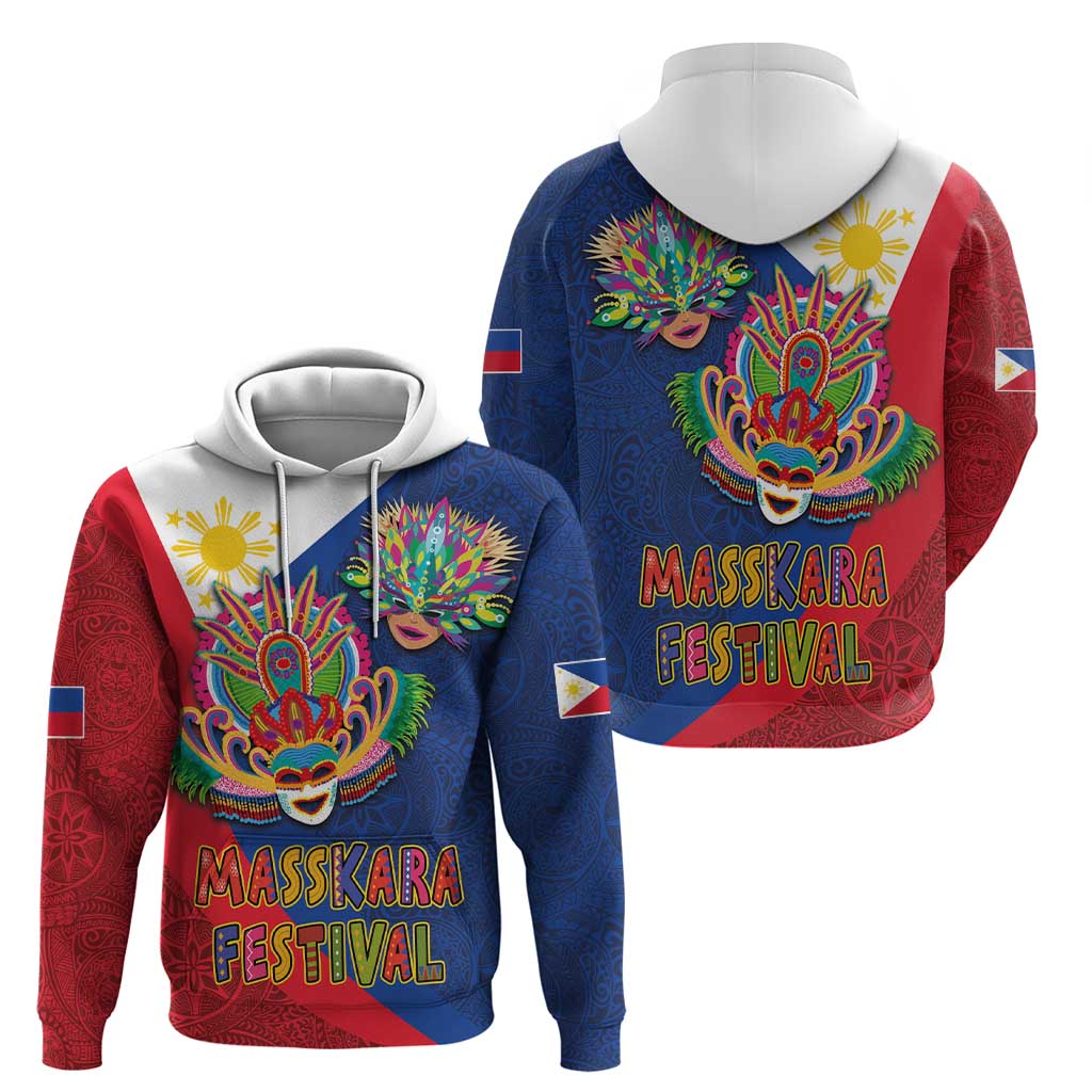 Philippines MassKara Hoodie Filipino Carnival Mask and Polynesian Pattern - Wonder Print Shop