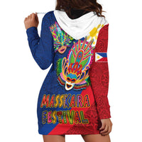 Philippines MassKara Hoodie Dress Filipino Carnival Mask and Polynesian Pattern - Wonder Print Shop