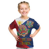 Philippines MassKara Kid T Shirt Filipino Carnival Mask and Polynesian Pattern - Wonder Print Shop