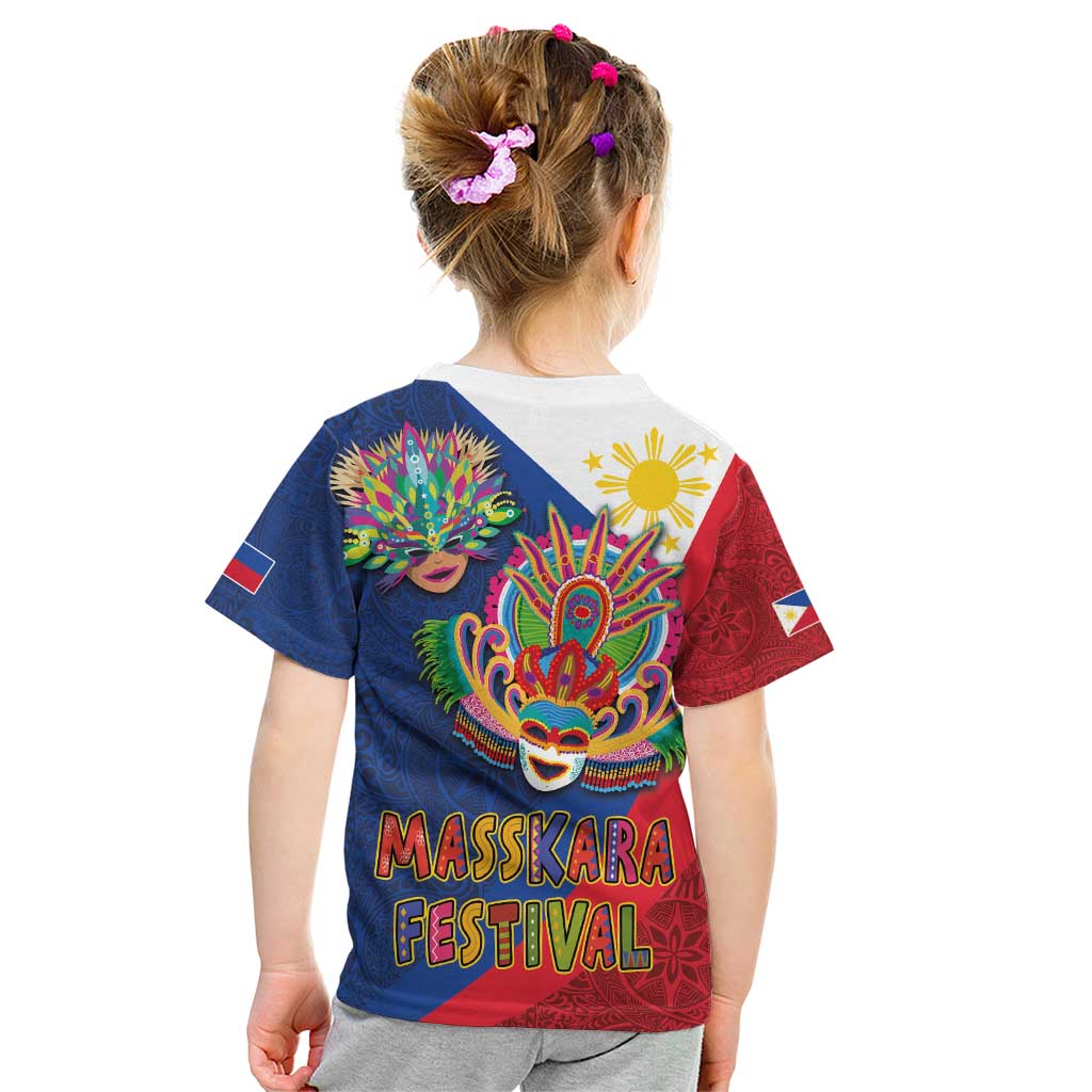Philippines MassKara Kid T Shirt Filipino Carnival Mask and Polynesian Pattern - Wonder Print Shop
