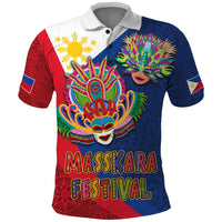 Philippines MassKara Polo Shirt Filipino Carnival Mask and Polynesian Pattern - Wonder Print Shop