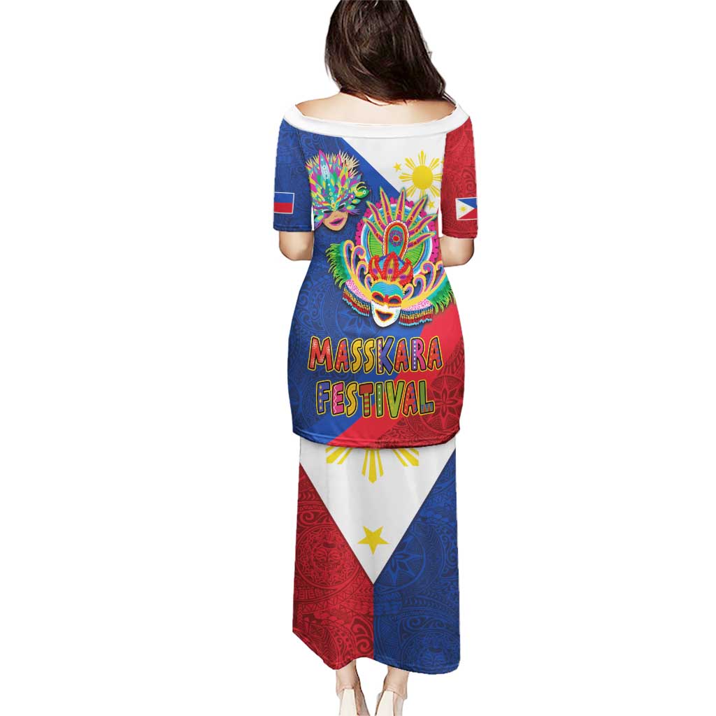 Philippines MassKara Puletasi Filipino Carnival Mask and Polynesian Pattern - Wonder Print Shop