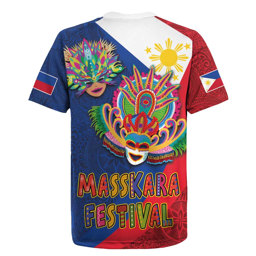 Philippines MassKara Rugby Jersey Filipino Carnival Mask and Polynesian Pattern - Wonder Print Shop