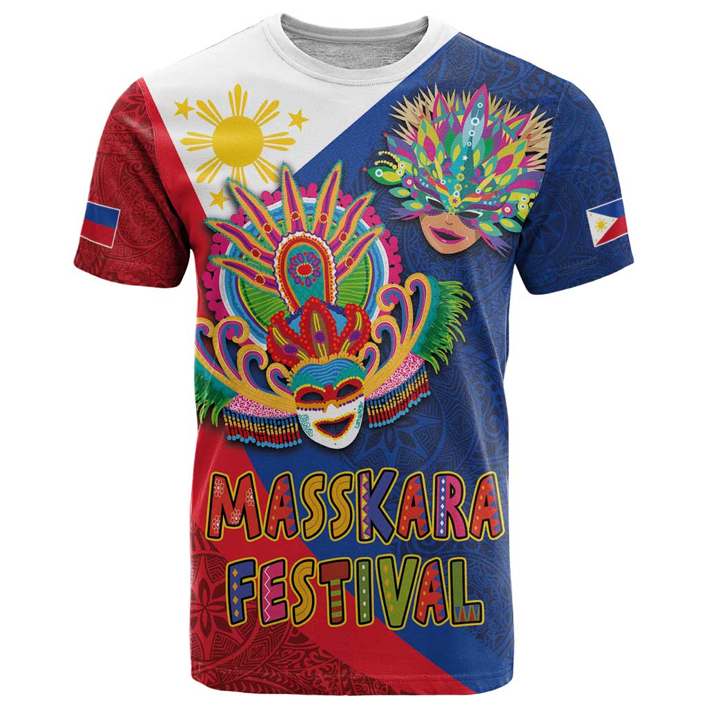 Philippines MassKara T Shirt Filipino Carnival Mask and Polynesian Pattern - Wonder Print Shop