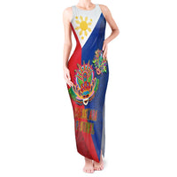 Philippines MassKara Tank Maxi Dress Filipino Carnival Mask and Polynesian Pattern - Wonder Print Shop