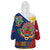 Philippines MassKara Wearable Blanket Hoodie Filipino Carnival Mask and Polynesian Pattern - Wonder Print Shop