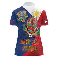 Philippines MassKara Women Polo Shirt Filipino Carnival Mask and Polynesian Pattern - Wonder Print Shop