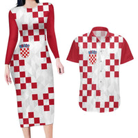 Custom Croatia Football 2024 Go Champion Couples Matching Long Sleeve Bodycon Dress and Hawaiian Shirt - Wonder Print Shop