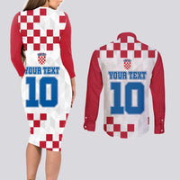 Custom Croatia Football 2024 Go Champion Couples Matching Long Sleeve Bodycon Dress and Long Sleeve Button Shirt - Wonder Print Shop