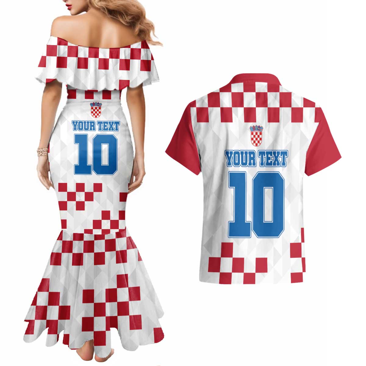 Custom Croatia Football 2024 Go Champion Couples Matching Mermaid Dress and Hawaiian Shirt - Wonder Print Shop