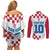 Custom Croatia Football 2024 Go Champion Couples Matching Off Shoulder Short Dress and Long Sleeve Button Shirt - Wonder Print Shop