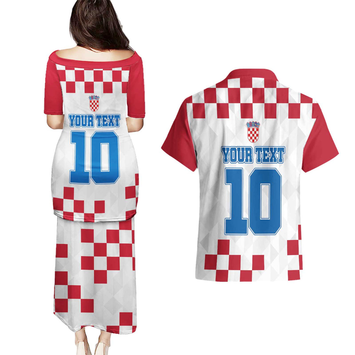 Custom Croatia Football 2024 Go Champion Couples Matching Puletasi and Hawaiian Shirt - Wonder Print Shop