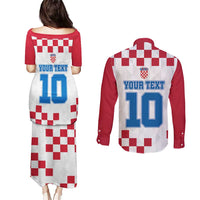 Custom Croatia Football 2024 Go Champion Couples Matching Puletasi and Long Sleeve Button Shirt - Wonder Print Shop